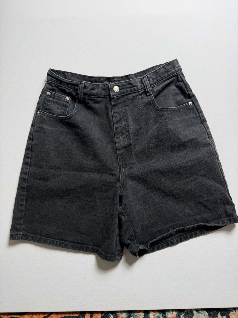 Cyclone Vintage 90s Black Denim High Waist Jean Shorts Size 14